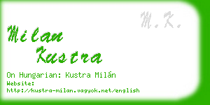milan kustra business card